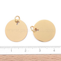 ステンレスペンダント201個  鏡面研磨仕上げ  フラットラウンド  空白タグのスタンプ  ゴールドカラー  16x1mm  穴：3.5mm&nbsp;STAS-S105-T621-2