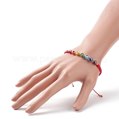 Круглый браслет из плетеных бусин сглаз лэмпворк&nbsp;BJEW-TA00139-01