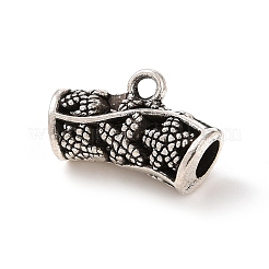 チベットスタイルの合金チューブベイル  ループベイル  ペンダントベイル  カーブチューブ  アンティークシルバー  9.5x15x6mm  穴：1.5mm  内径：3mm  403個/ 500g&nbsp;PALLOY-P293-214
