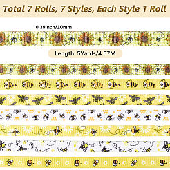 7 рулон 7 стилей полиэстеровых лент с принтом пчел набор&nbsp;SRIB-CY0001-02A
