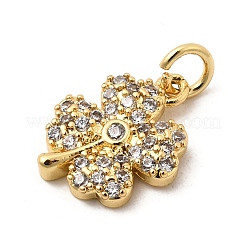 Подвески-клеверы из латуни с микропаве из прозрачных кубических цирконий&nbsp;KK-I360-043G