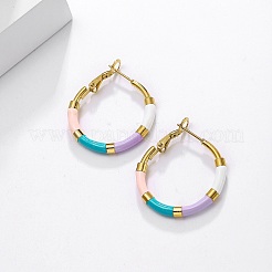 Золотые серьги-кольца из нержавеющей стали 304 с эмалью SQ2543-1