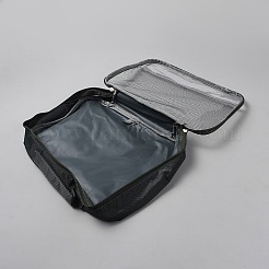 PVCジッパーメッシュ収納バッグ  長方形  濃いグレー  305x230x55mm&nbsp;AJEW-WH0752-624