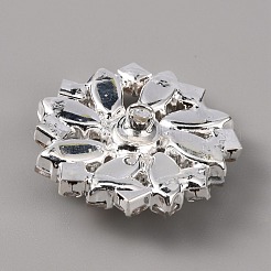 真鍮ラインストーンシャンクボタン  1穴  花  クリスタルAB  26.5x10.5mm  穴：1.8mm&nbsp;FIND-WH0110-263A