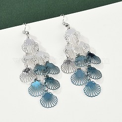 Серьги-подвески в форме ракушки из нержавеющей стали 430 EJEW-A137-03P-02