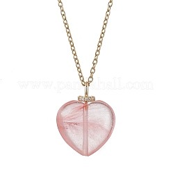 3 pz 3 stili di ciondolo a forma di cuore in vetro di quarzo ciliegia e opalite e quarzo rosa naturale&nbsp;NJEW-JN05971