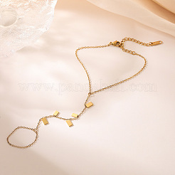 女性用ステンレススチールアズキチェーンリングブレスレット  18KGP本金メッキ  6-3/4インチ（17cm）&nbsp;PW-WG42E53-02
