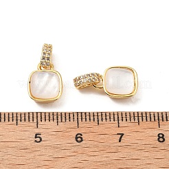 Micro pavé de zircones cubiques en laiton avec breloques en coquillage naturel&nbsp;KK-G533-15G