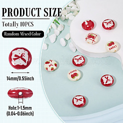 クリスマス 不透明アクリルビーズ  イチゴとフラットラウンド  ミックスカラー  14mm  穴：1~1.5mm&nbsp;SACR-TAC0015-01M