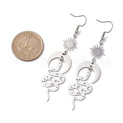 Серьги-подвески из нержавеющей стали и латуни 201 в виде змеи EJEW-TA00497