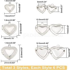18 шт. 3 стиля подвески-медальоны из нержавеющей стали 304 STAS-UN0023-24