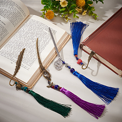 4 шт. 4 закладки из сплава в китайском стиле с изображением перьев/дракона/феникса AJEW-GO0001-62