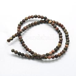 天然ヒョウ肌ジャスパービーズ連売り  ラウンド  6mm  穴：0.8mm  約63個/連  14.76インチ（37.5cm）&nbsp;G-I199-23-6mm