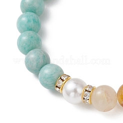 Браслеты из натуральных бусин амазонита и желтого гематоидного кварца для женщин&nbsp;BJEW-JB13193-02