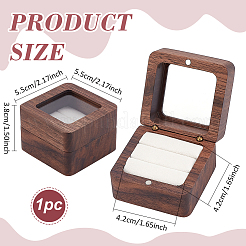 Cajas magnéticas de regalo con forma de anillo de madera cuadrado&nbsp;CON-WH0089-109B