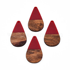 Pendentifs en résine opaque et bois de noyer&nbsp;RESI-N025-030-B04