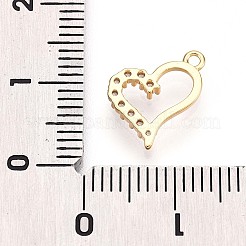 真鍮製マイクロパヴェキュービックジルコニアチャーム  ハート  透明  12x9.5x2mm  穴：1.2mm&nbsp;KK-N261-22A-G