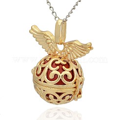 Золотой тон латунь полые круглые подвески&nbsp;KK-J234-03G