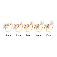 Оправы для колец-манжет из цветочной латуни с микропаве из прозрачного кубического циркония KK-T076-68G