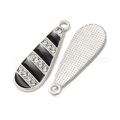 合金エナメルチャーム  ラインストーン付き  ティアドロップチャーム  プラチナ  32x11x2mm  穴：2mm&nbsp;FIND-K030-17E-P