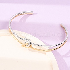 Bracelets manchettes ouvertes à nœud en acier inoxydable 304 bicolore pour femmes&nbsp;SA-CBA2192-05GP-04