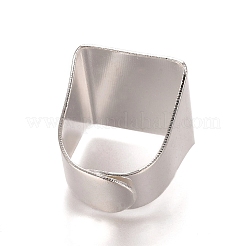 真鍮製指輪  ワイドバンドリング  正方形  銀色のメッキ  17x19.5mm&nbsp;RJEW-WH0001-01S