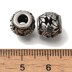 304ステンレススチールヨーロピアンビーズ  大穴ビーズ  ロンデル  アンティークシルバー  10x9.5mm  穴：4mm&nbsp;STAS-D191-05P-AS