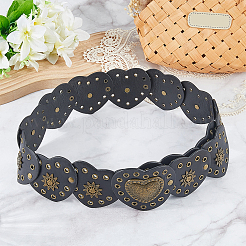 Винтажные ремни из сплава и искусственной кожи с сердечками в форме монет&nbsp;AJEW-WH20128-039B