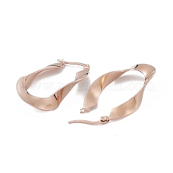 Boucles d'oreilles créoles ovales torsadées en acier inoxydable 201 avec épingles en acier inoxydable 304 pour femmes&nbsp;EJEW-B016-20KCG