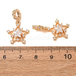 Ciondoli pendenti europei in ottone con zirconi cubici trasparenti&nbsp;CU-CBAEC99-26G