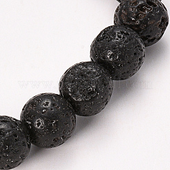 Natürliche Lava Rock Perlen Stretch Armbänder&nbsp;BJEW-Q692-60-10mm
