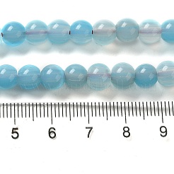 手作りのネパールランプワークビーズ  ラウンド  ライトブルー  7~7.5x6~6.5mm  穴：1.2mm  約102~104個/連  25.59~26.38''（65~67センチメートル）&nbsp;LAMP-B023-01C