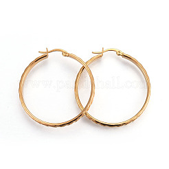 Серьги-кольца из нержавеющей стали 304 с ионным покрытием (IP) EJEW-L215-15G