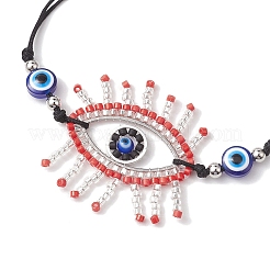 Set di braccialetti a maglie con perline di semi di vetro 2 pz 2 colori occhio di cavallo&nbsp;BJEW-MZ00074