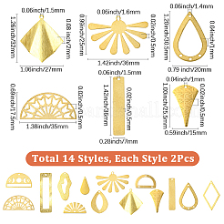 28 шт. 14 стиля латунных филигранных соединительных звеньев и подвесок&nbsp;KK-SC0006-81