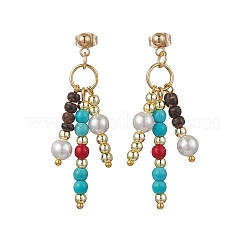 Комплект из ожерелий и серег из синтетической бирюзы для женщин SJEW-JS01317