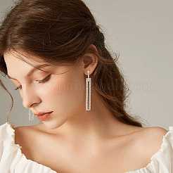 4 пара двухцветных серег-колец с полыми прямоугольными подвесками и стразами EJEW-FI0002-67