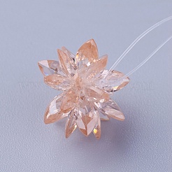 ガラス編みビーズ  花／線香花火  馬の目のチャームから成っています  桃パフ  13mm&nbsp;EGLA-A003-A04