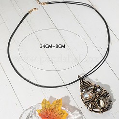 Ожерелья из сплава стекла с подвеской черного вощеного шнура для женщин FS-WG2748D-02