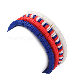 4 шт. 4-цветные браслеты ручной работы из полимерной глины с бусинами heishi ко Дню независимости&nbsp;BJEW-TA00642