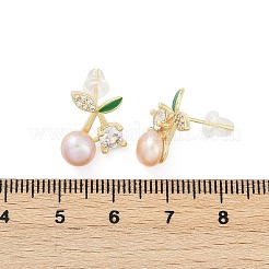 Серьги-гвоздики из вишневой латуни с прозрачным кубическим цирконием KK-D301-13G