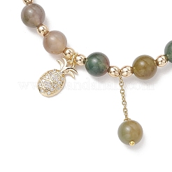 3 bracelet de perles rondes en aigue-marine naturelle&nbsp;BJEW-JB11933