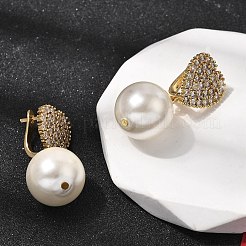 Orecchini a cerchio in ottone con micro pavé di zirconi chiari a cuore&nbsp;EJEW-H180-01B-G