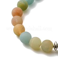Braccialetti elasticizzati in amazzonite naturale con gufo in lega di perline&nbsp;ANIM-PW0003-027R
