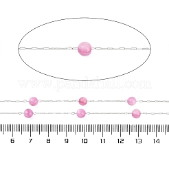 Цепочка из круглых бусин ручной работы из нержавеющей стали 304 и окрашенных ракушек CHS-H028-04A-01