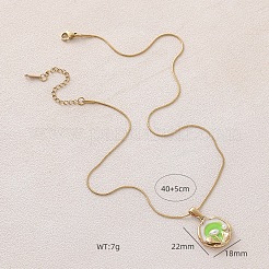 Женские ожерелья с подвеской в виде цветка из нержавеющей стали 304 с эмалью и искусственным жемчугом&nbsp;DU2502