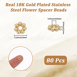 80 шт. разделительные бусины из нержавеющей стали 304&nbsp;STAS-BBC0008-27D-G