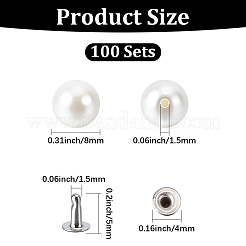 100 Beutel ABS-Kunststoff-Imitationsperlen-Nieten&nbsp;DIY-GF0013-39