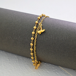 Винтажные пляжные латунные браслеты на ногу с двухслойной цепочкой и кисточками в виде бабочек для женщин&nbsp;OZ0830