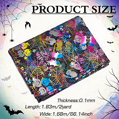 ハロウィーンのクモの幽霊の模様ポリエステルメッシュ生地  服装アクセサリー  カラフル  200x168x0.01cm&nbsp;DIY-WH0496-76